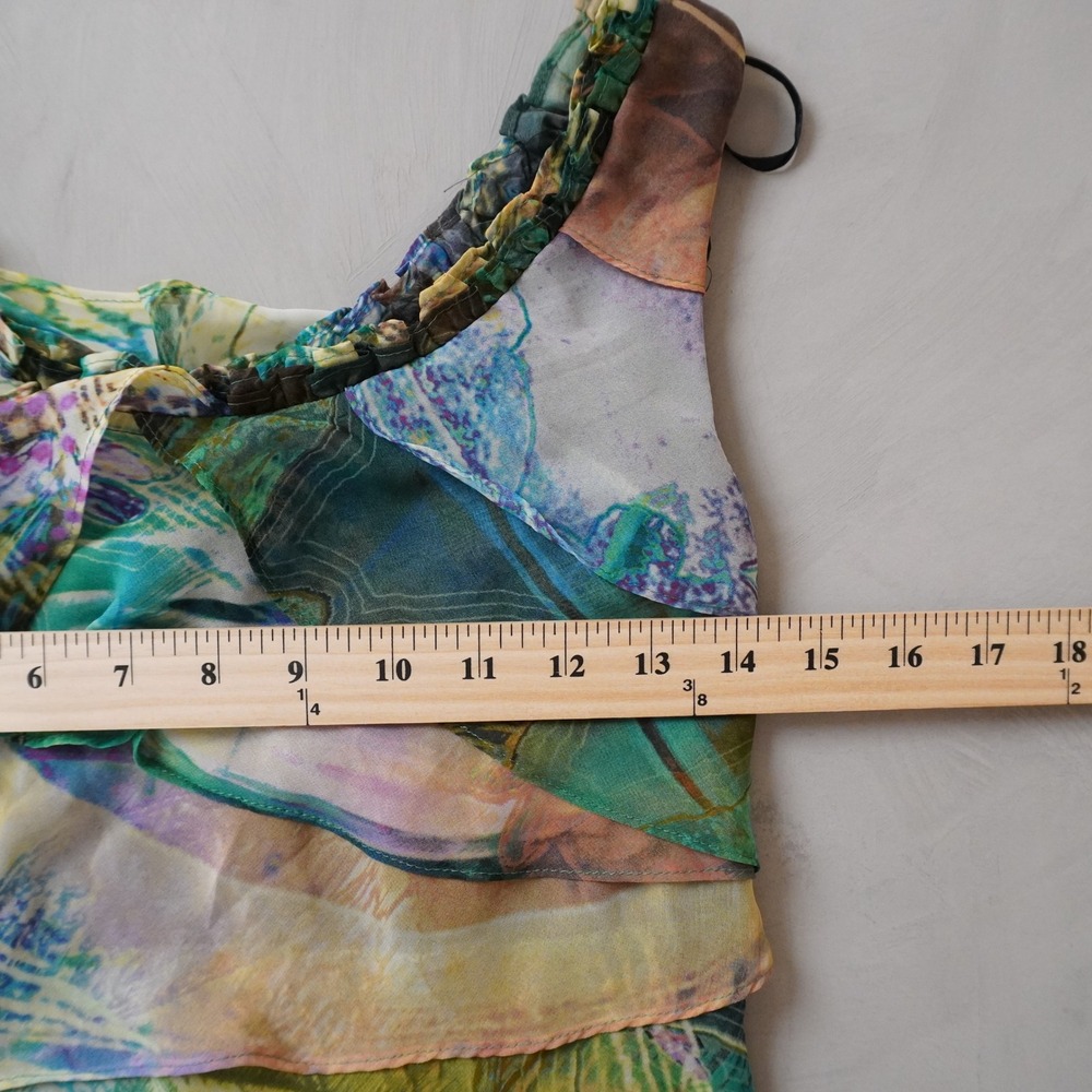SL Fashions Tiered Ruffle Dress 6P Womens Multi Color Abstract Print Sleeveless - Picture 6 of 7